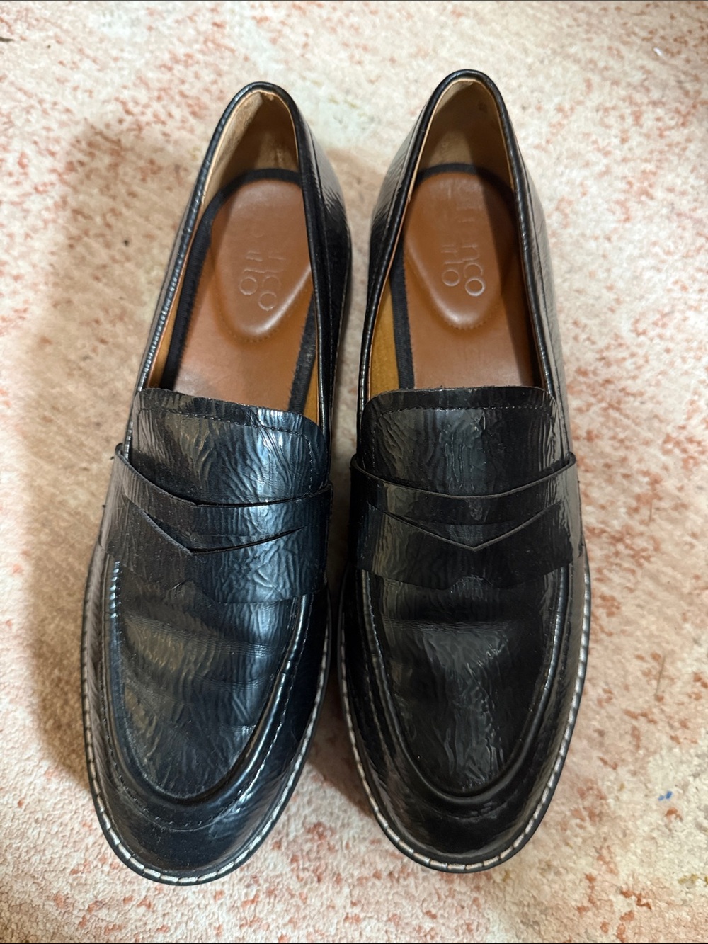 Franco Sarto Black Leather Penny Loafers